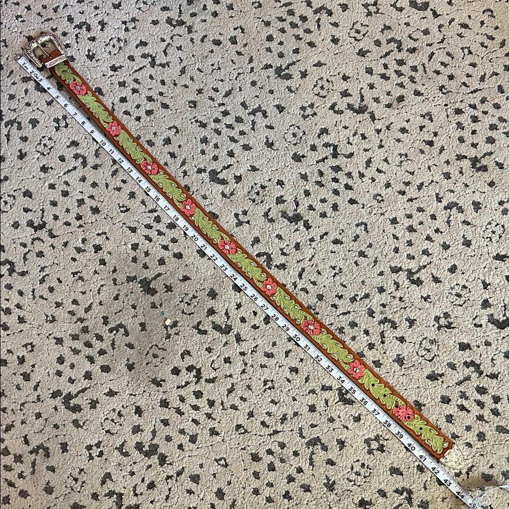 Floral Embroidered Leather Belt
